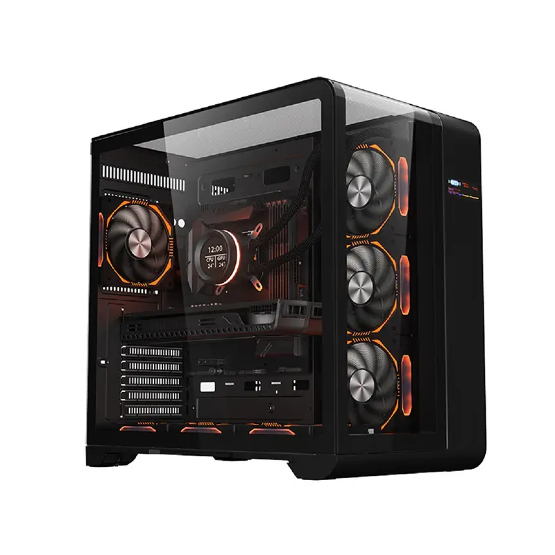 ATX Full Tower Gaming Computer Cases & Towers Cabinet PC Digital Display Gabinete Gamer with Curved Tempered Glass