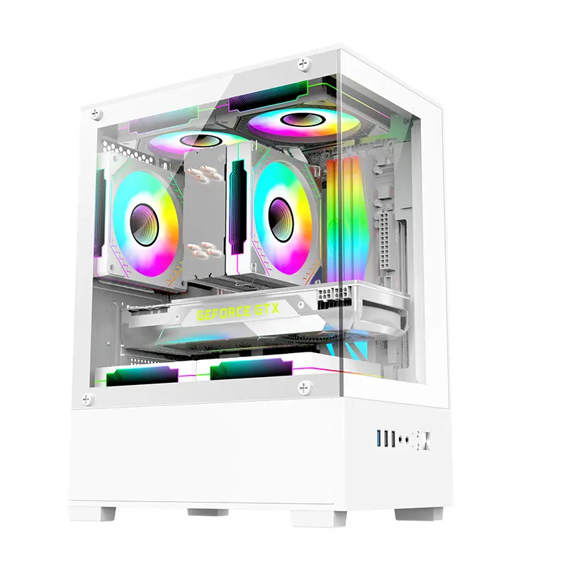 J-190 DUNAO Newly Designed MATX PC Cases for Gamers 3mm Curved Tempered Glass Panel & RGB Fans